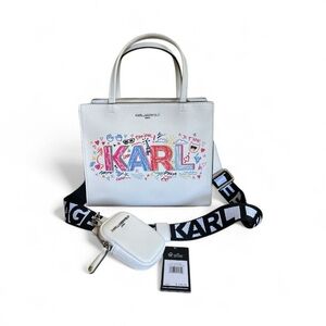 💖 NWT Karl Lagerfeld Paris White Graphic Tote – NWT – Full Glam Holiday Piece!